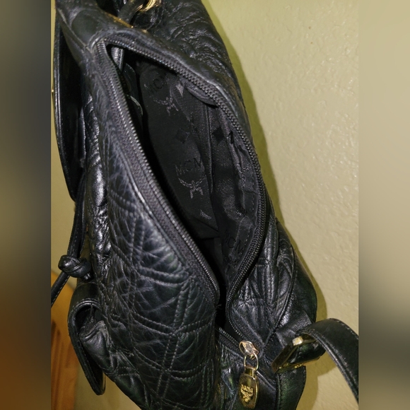 MCM Black Quilted Backpack w gold tone hardware - Picture 16 of 16